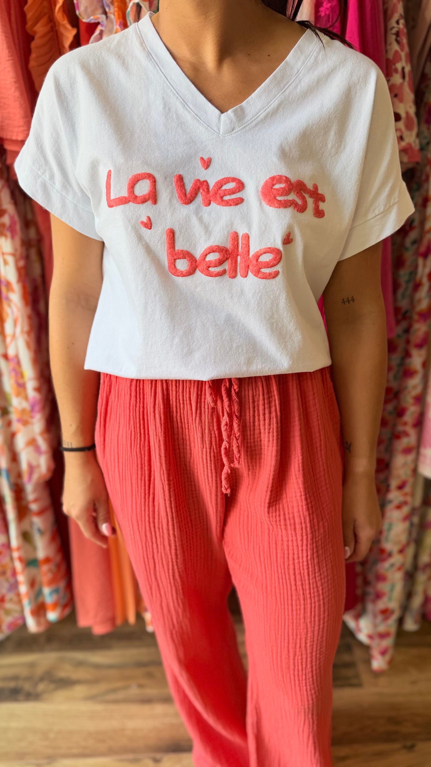 Pantalón de gasa de algodón coral CURVY