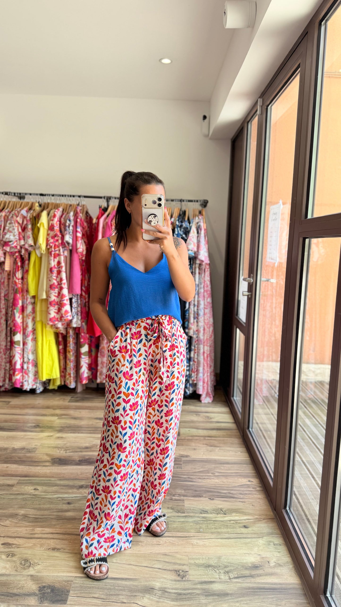 Top perlas azul CURVY