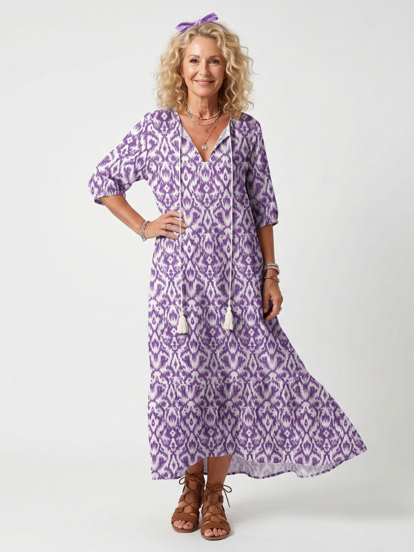 Penélope | Vestido Midi con Nudo Impreso