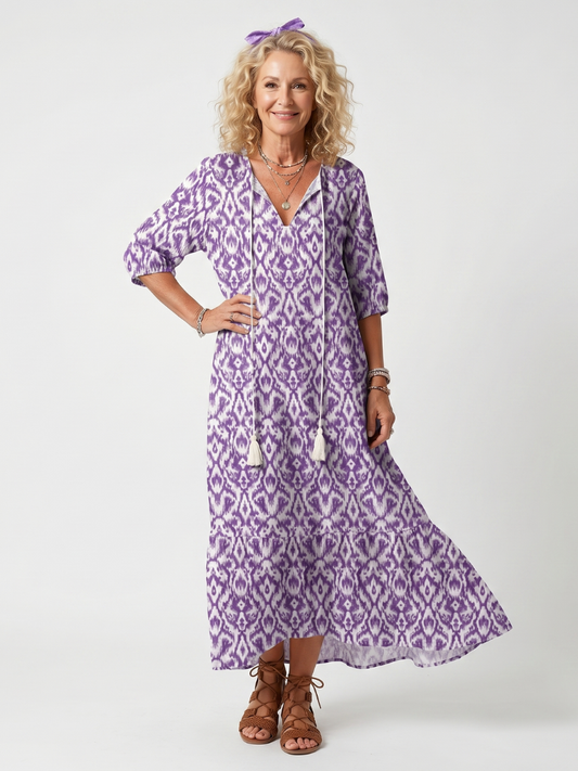 Penélope | Vestido Midi con Nudo Impreso