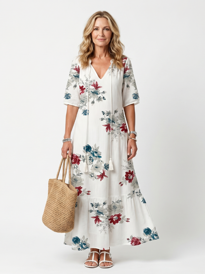 Maeva | Vestido Midi con Nudo de Estampado Floral Espaciado
