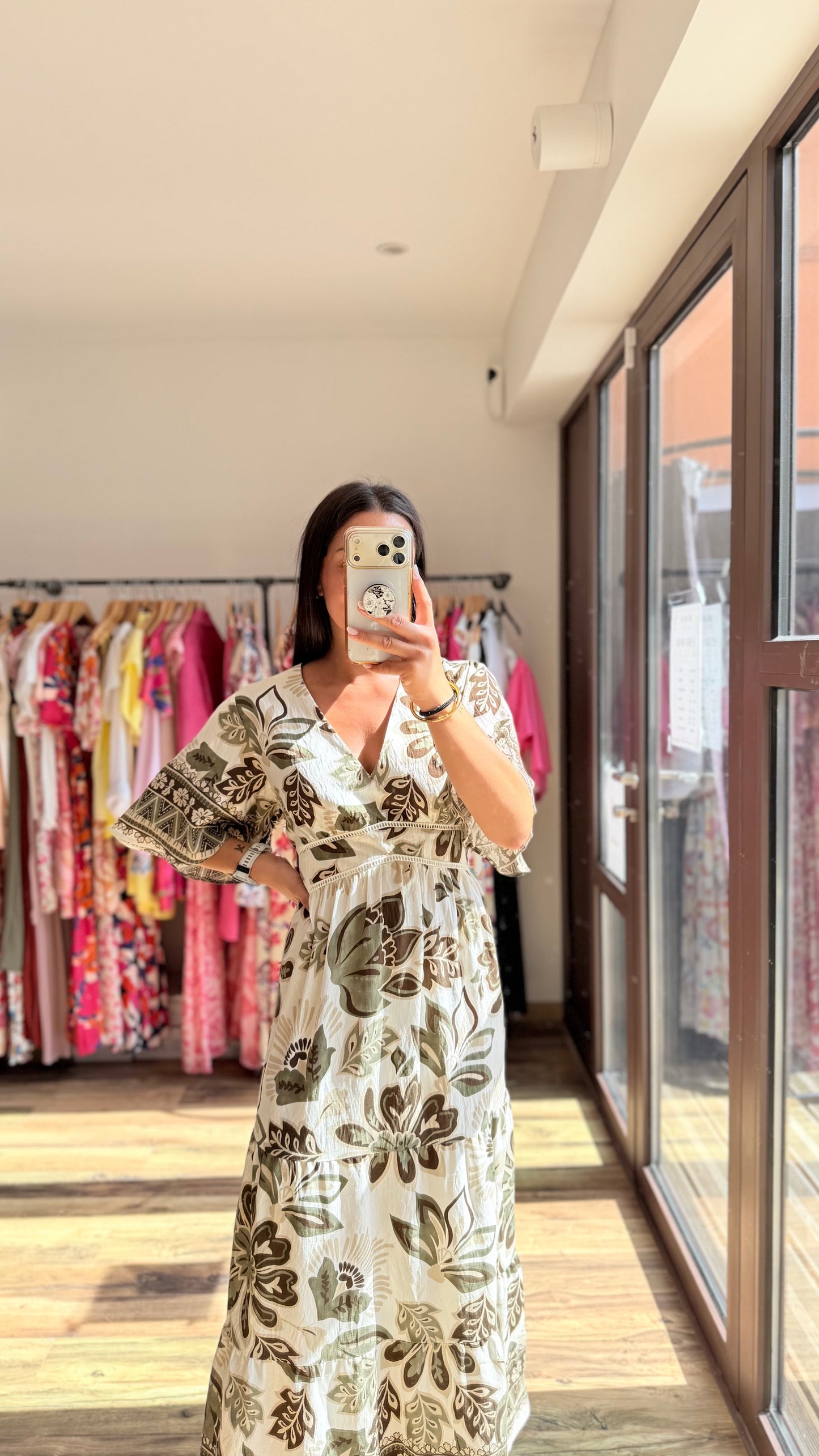 Helena – Vestido largo kaki