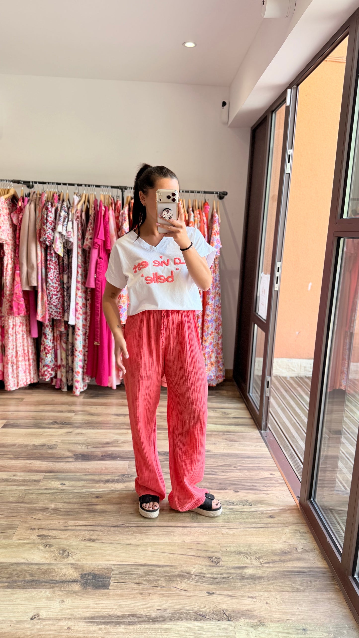 Camiseta la vie est belle coral CURVY