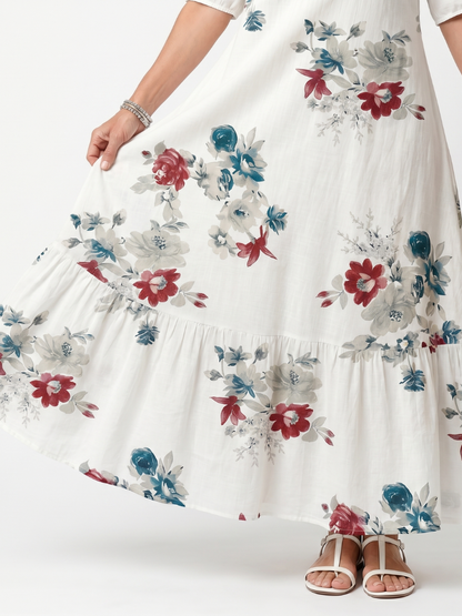 Maeva | Vestido Midi con Nudo de Estampado Floral Espaciado