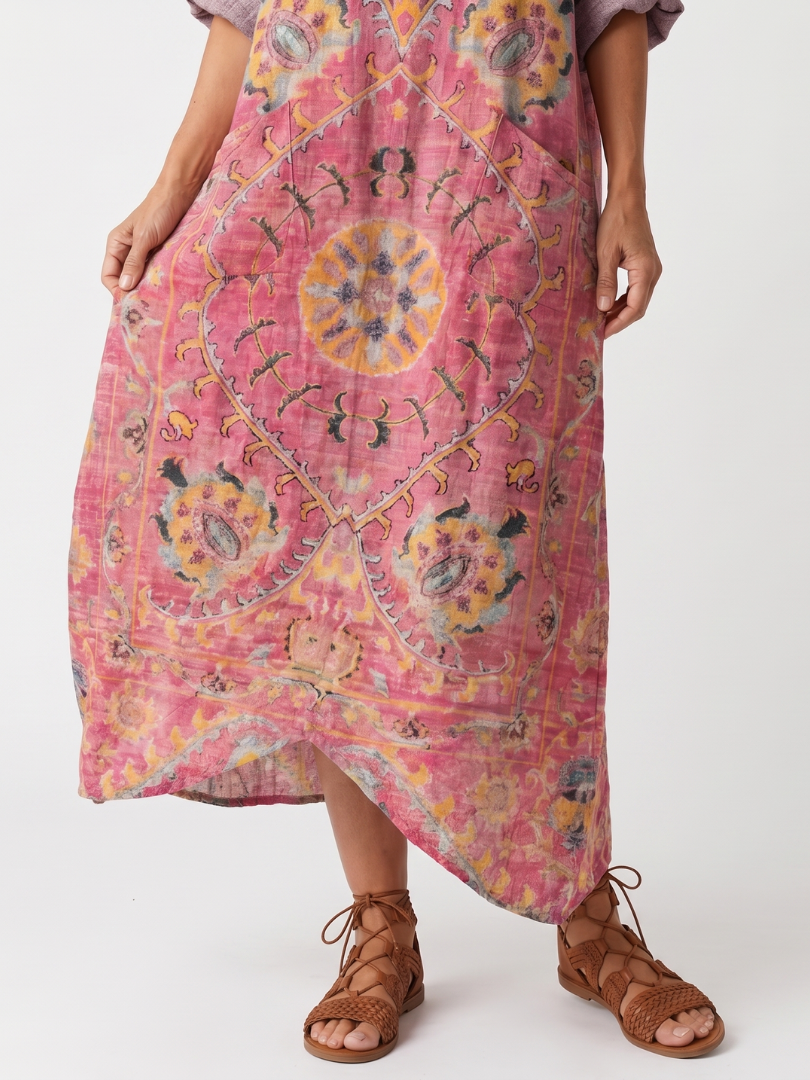 Tilda | Vestido Midi Casual con Estampado Abstracto y Bolsillos