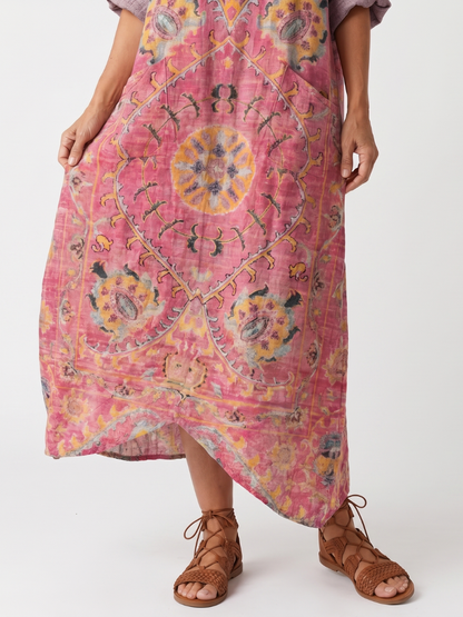 Tilda | Vestido Midi Casual con Estampado Abstracto y Bolsillos