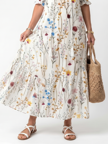 Sylvie | Vestido Midi con Nudo de Estampado Botánico