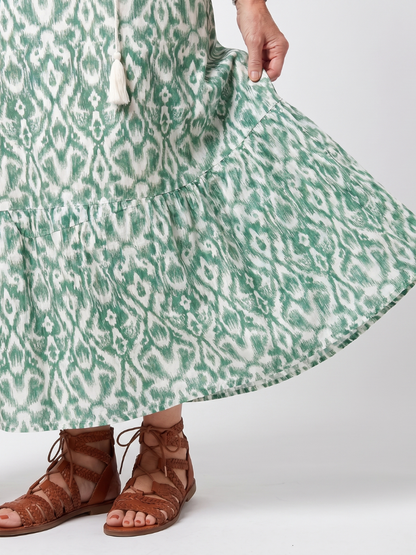 Ilara | Vestido Midi con Nudo en el Escote en V Impreso