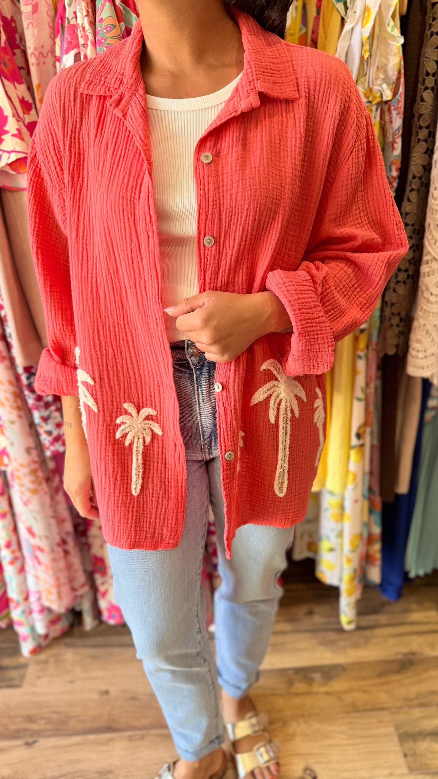Camisa Palm coral CURVY