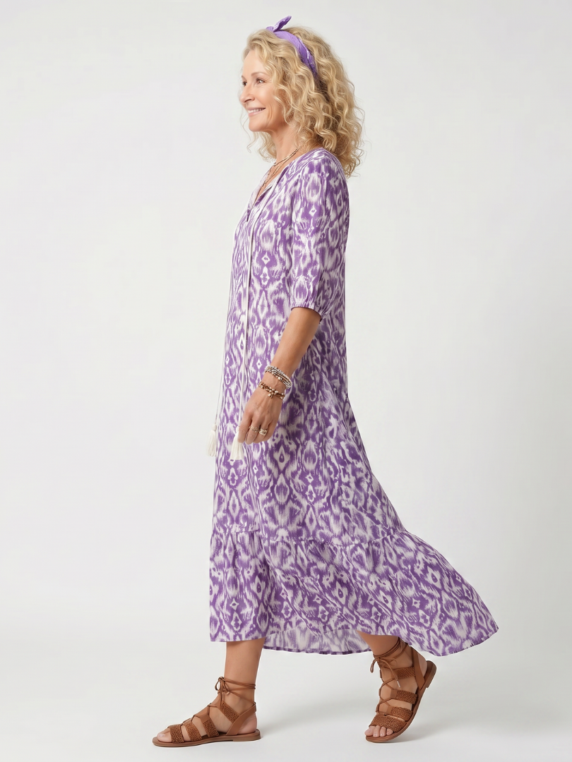 Penélope | Vestido Midi con Nudo Impreso