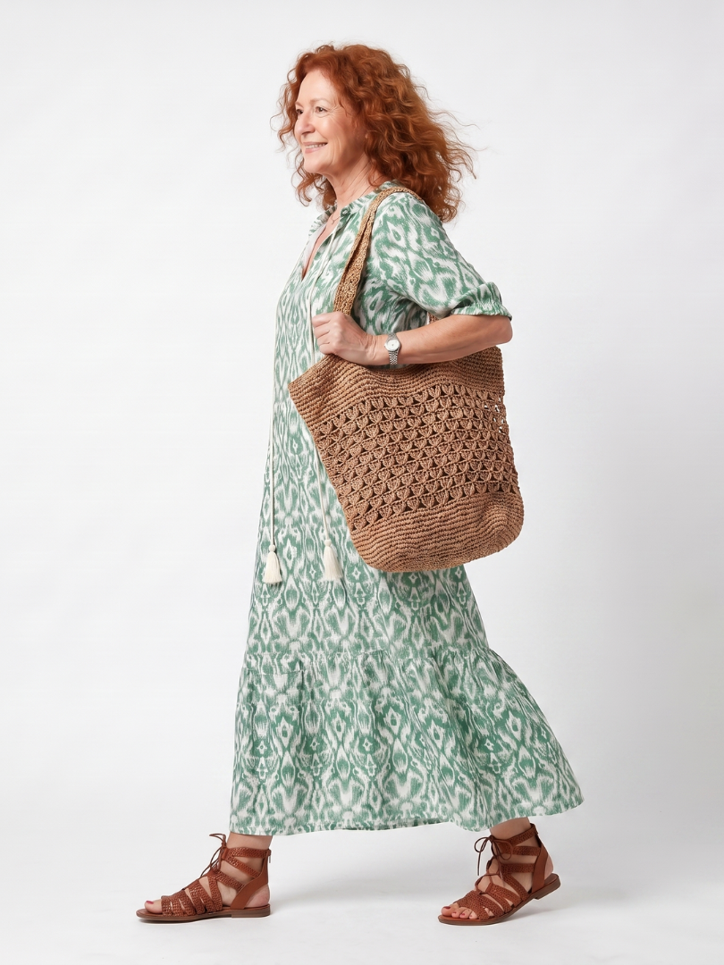 Ilara | Vestido Midi con Nudo en el Escote en V Impreso