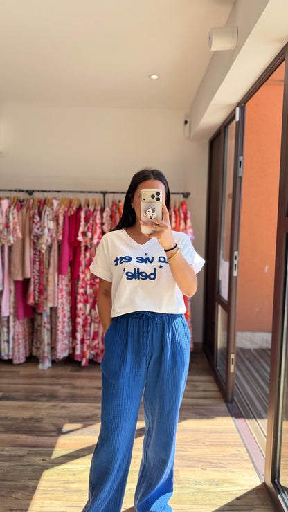 Camiseta la vida es bella azul CURVY