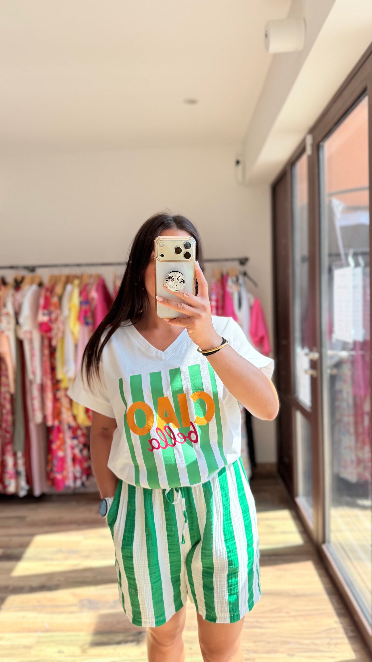 Short de gasa Yael verde CURVY