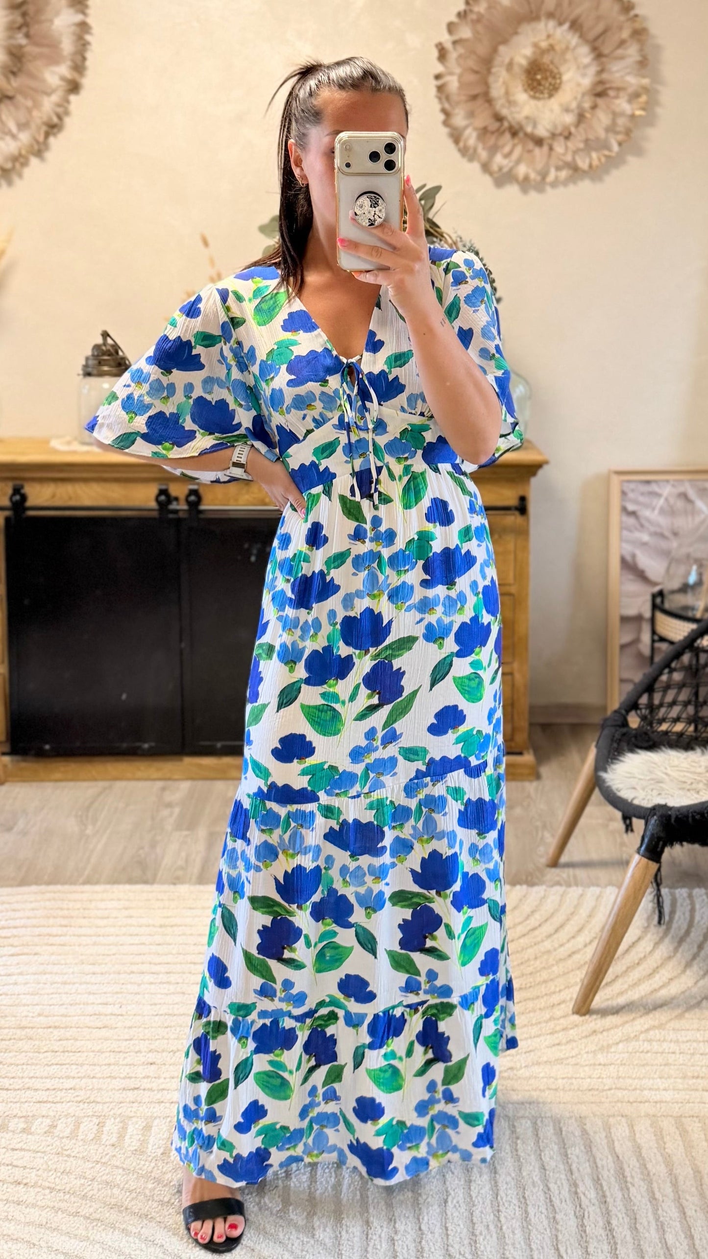 Vestido largo Cassandre azul CURVY
