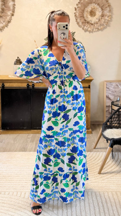 Vestido largo Cassandre azul CURVY