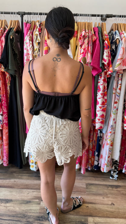 Top perlas negro CURVY