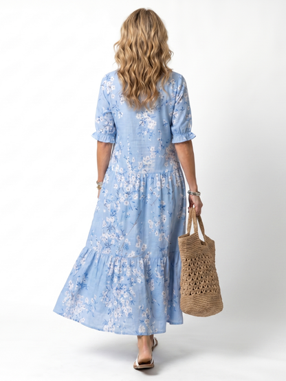 Alora | Vestido Midi con Nudo Imprimido Floral