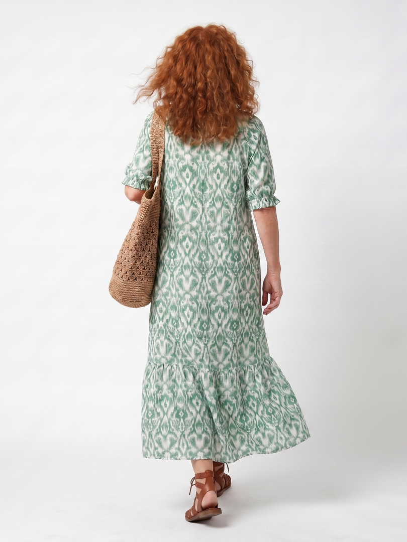 Ilara | Vestido Midi con Nudo en el Escote en V Impreso