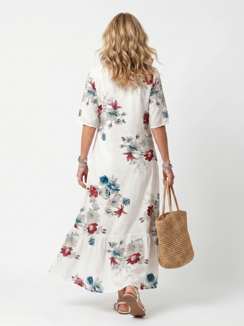 Maeva | Vestido Midi con Nudo de Estampado Floral Espaciado