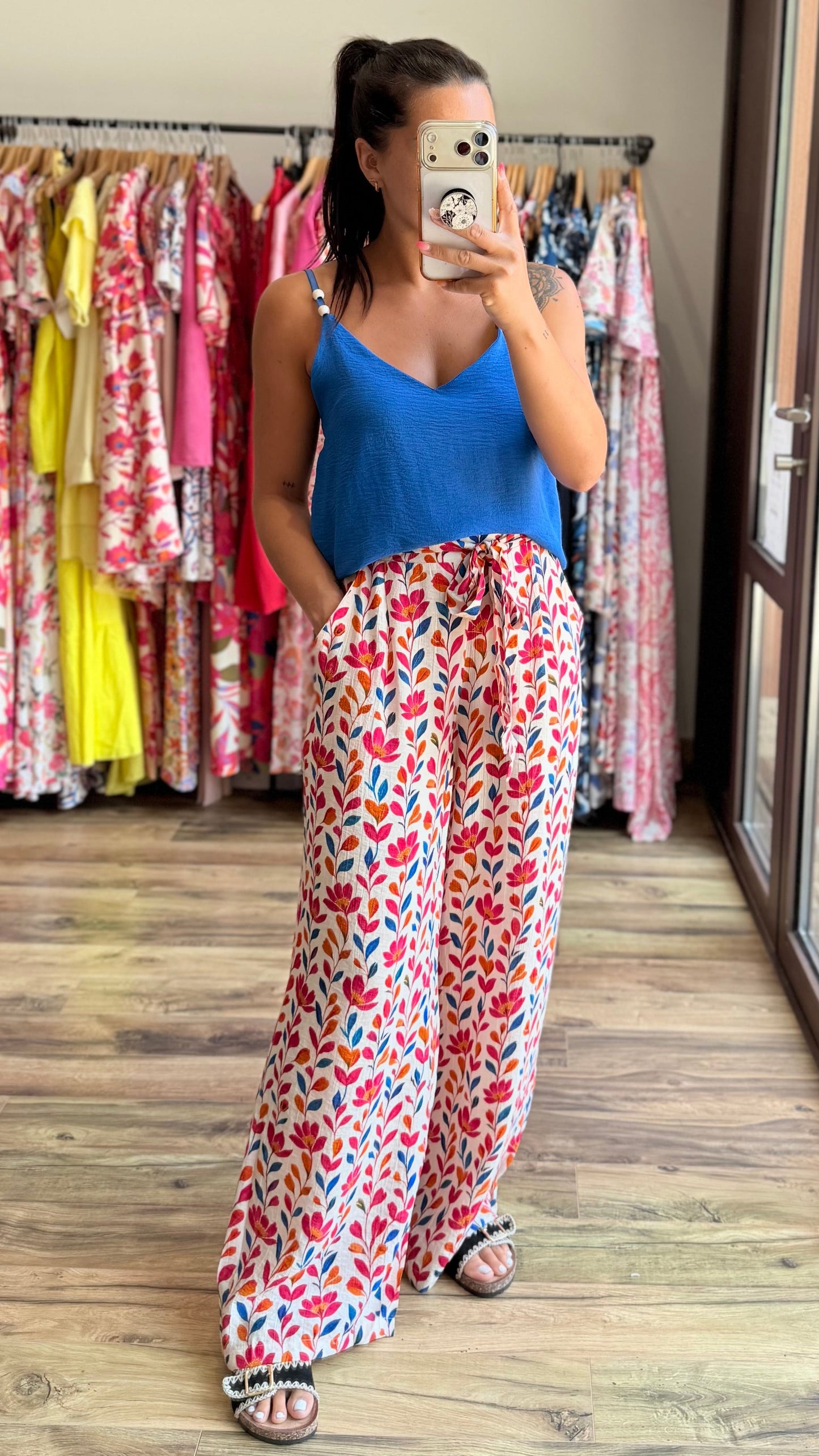 Top perlas azul CURVY