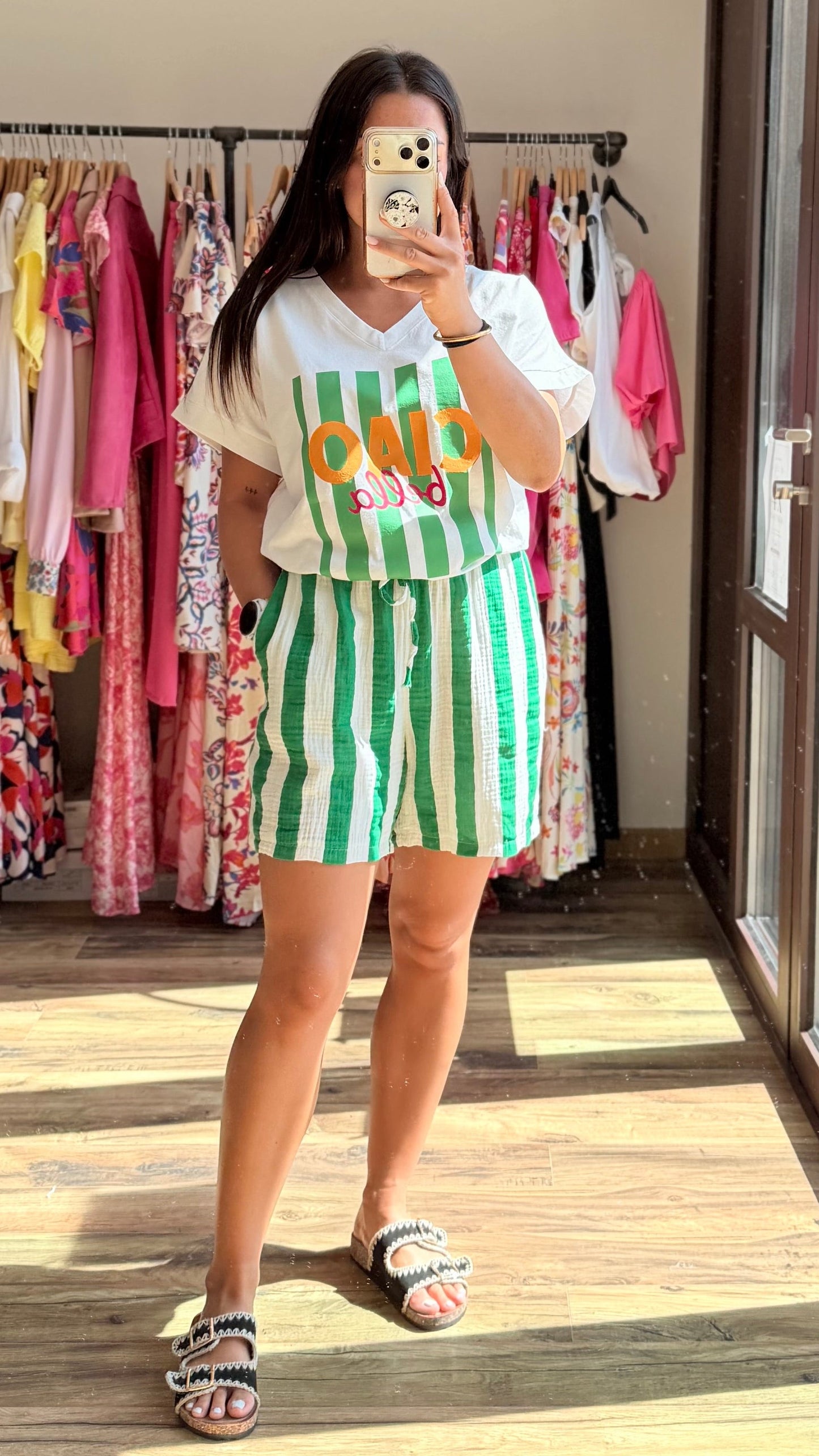 Short de gasa Yael verde CURVY