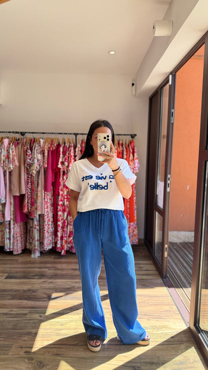 Camiseta la vida es bella azul CURVY