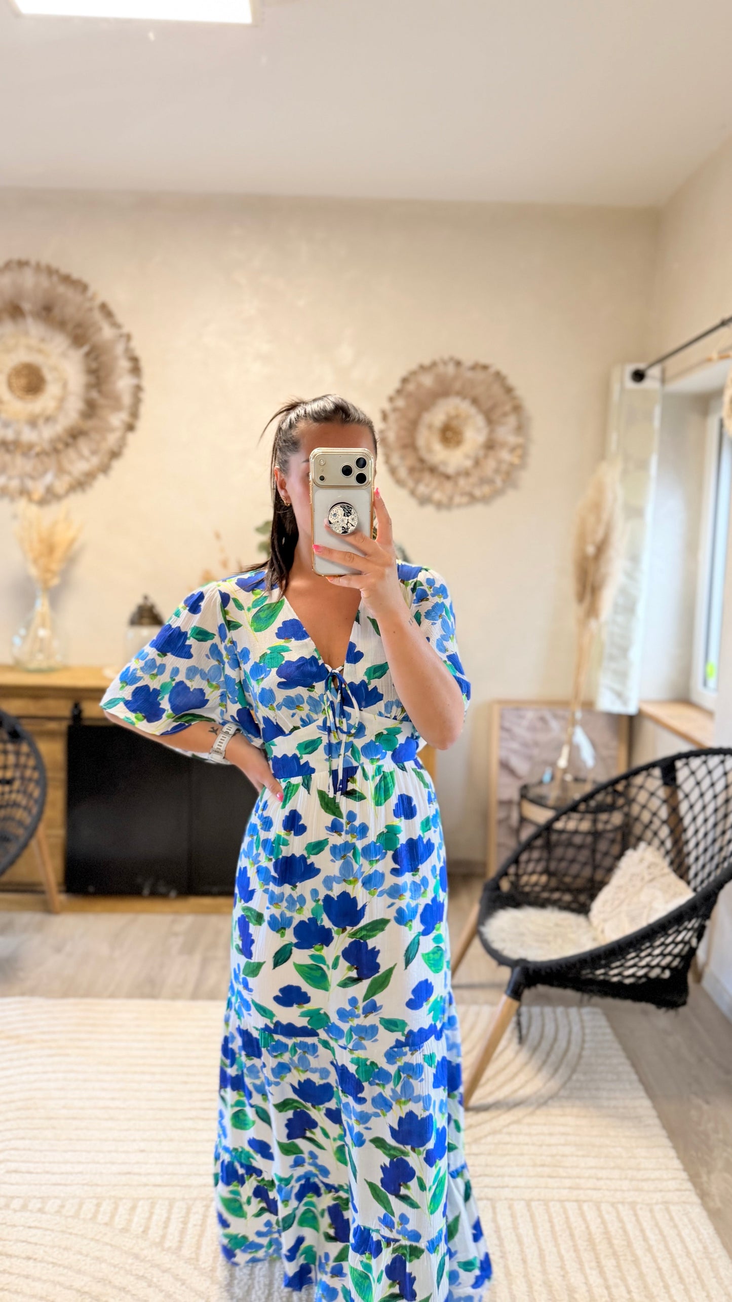 Vestido largo Cassandre azul CURVY