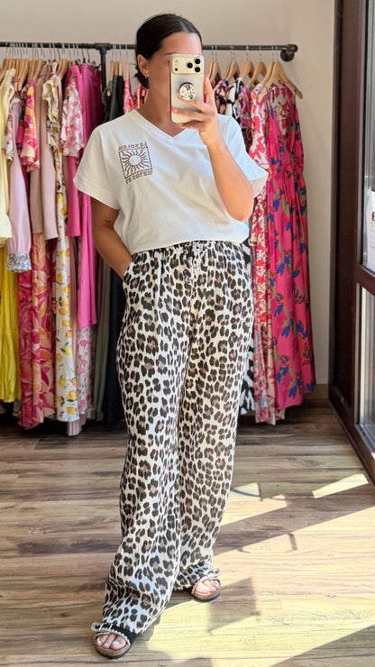 Pantalón de gasa de algodón leopardo CURVY