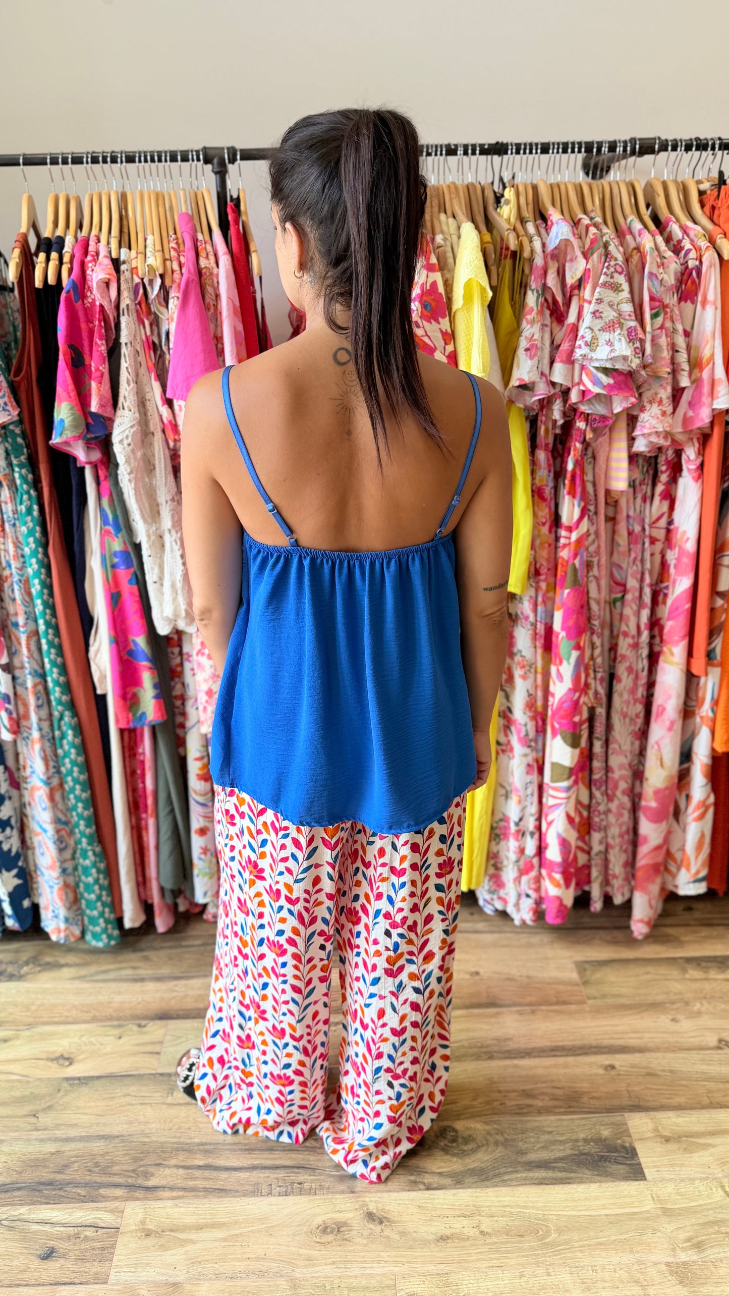 Top perlas azul CURVY