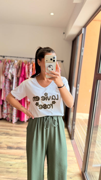 Camiseta la vie en rose kaki CURVY