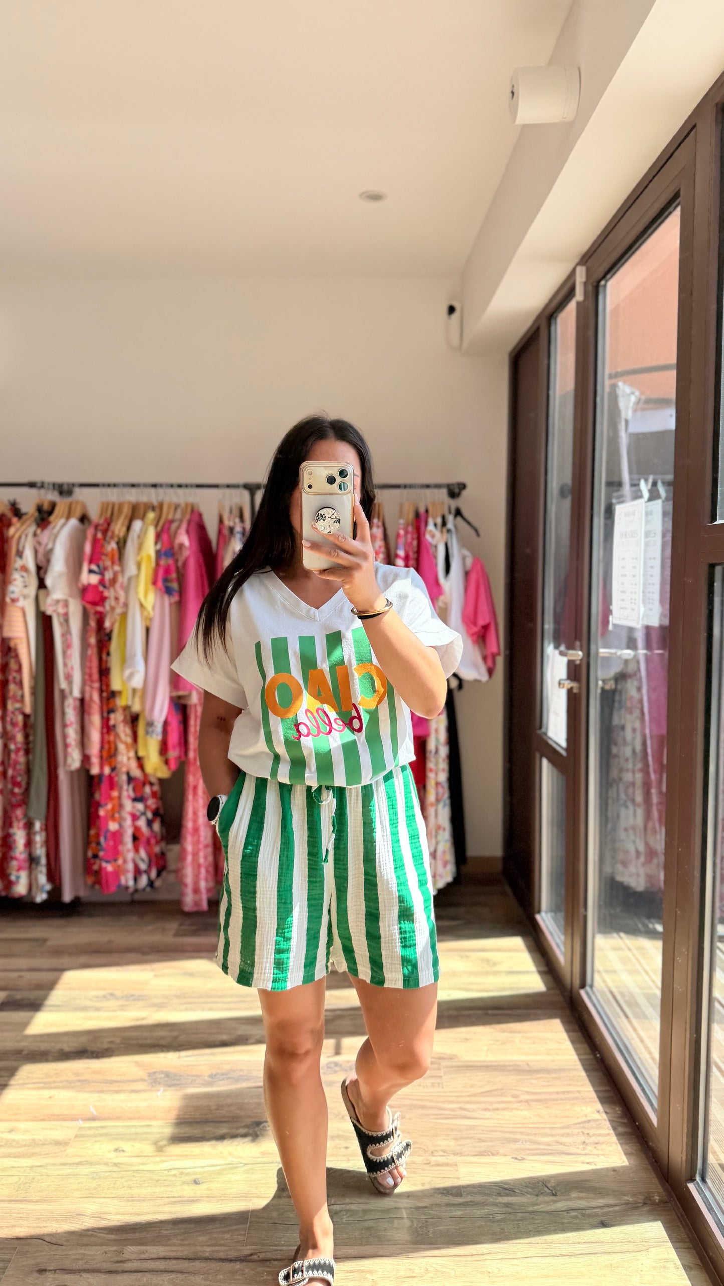 Short de gasa Yael verde CURVY