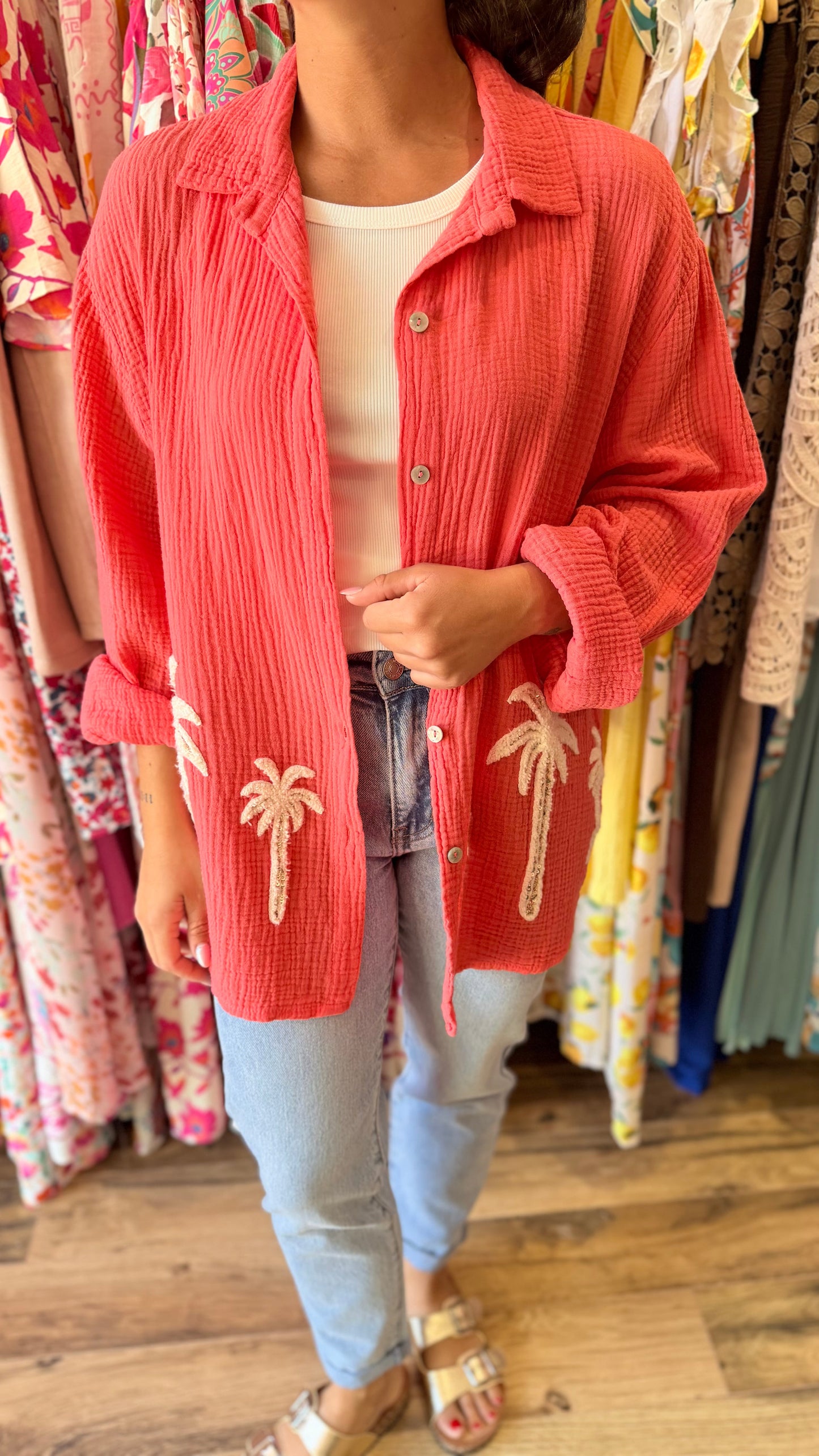 Camisa Palm coral CURVY