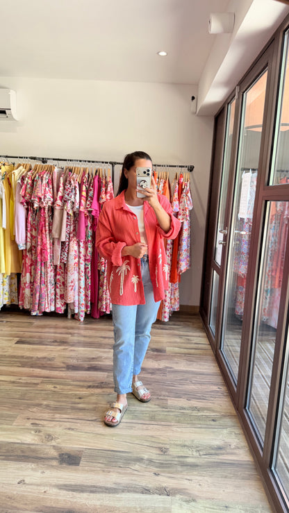 Camisa Palm coral CURVY