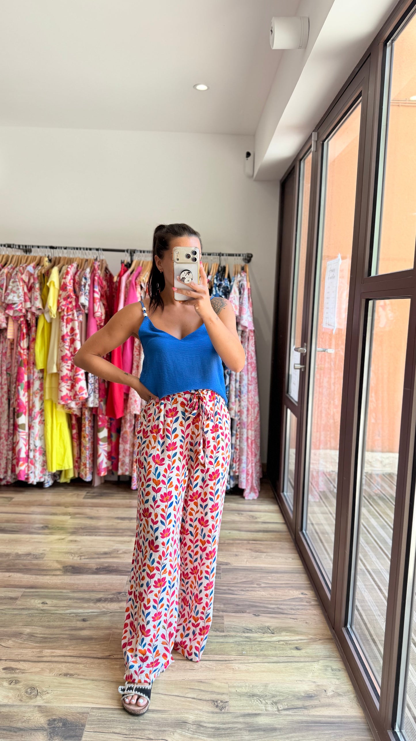 Top perlas azul CURVY