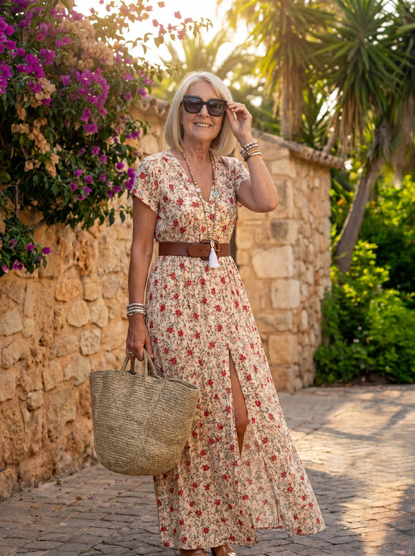 Joselin™ – Vestido largo bohemio y vaporoso con cinturón