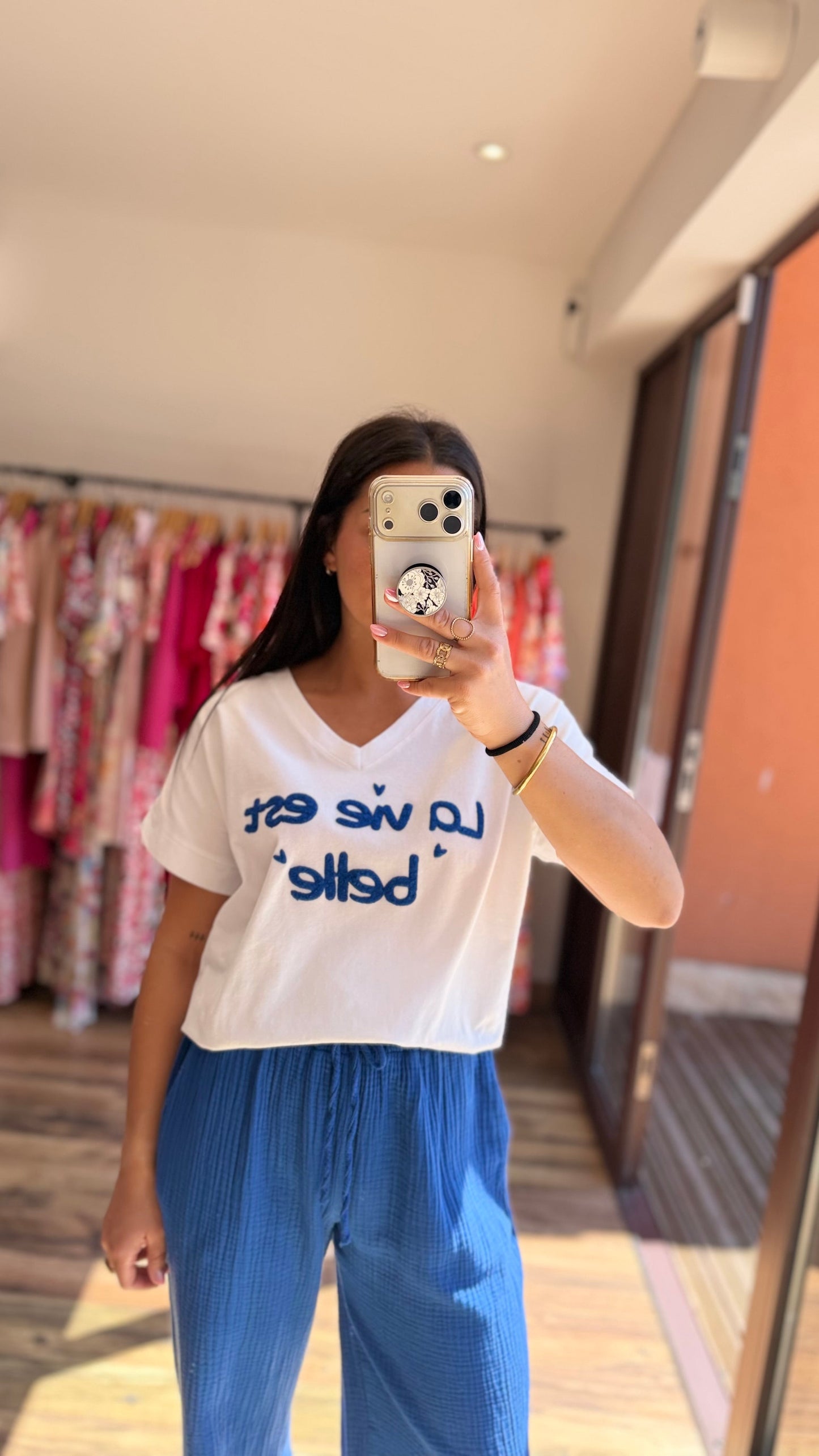 Camiseta la vida es bella azul CURVY