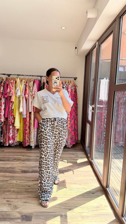 Pantalón de gasa de algodón leopardo CURVY