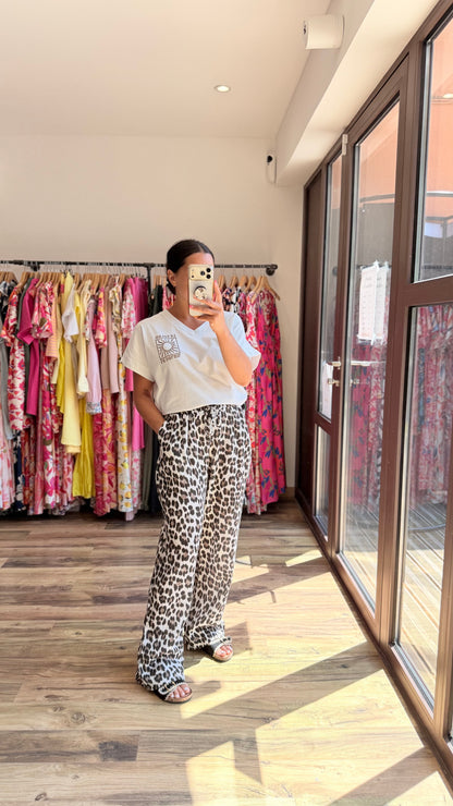 Pantalón de gasa de algodón leopardo CURVY