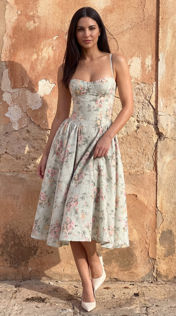 Vestido midi con corsé Odette