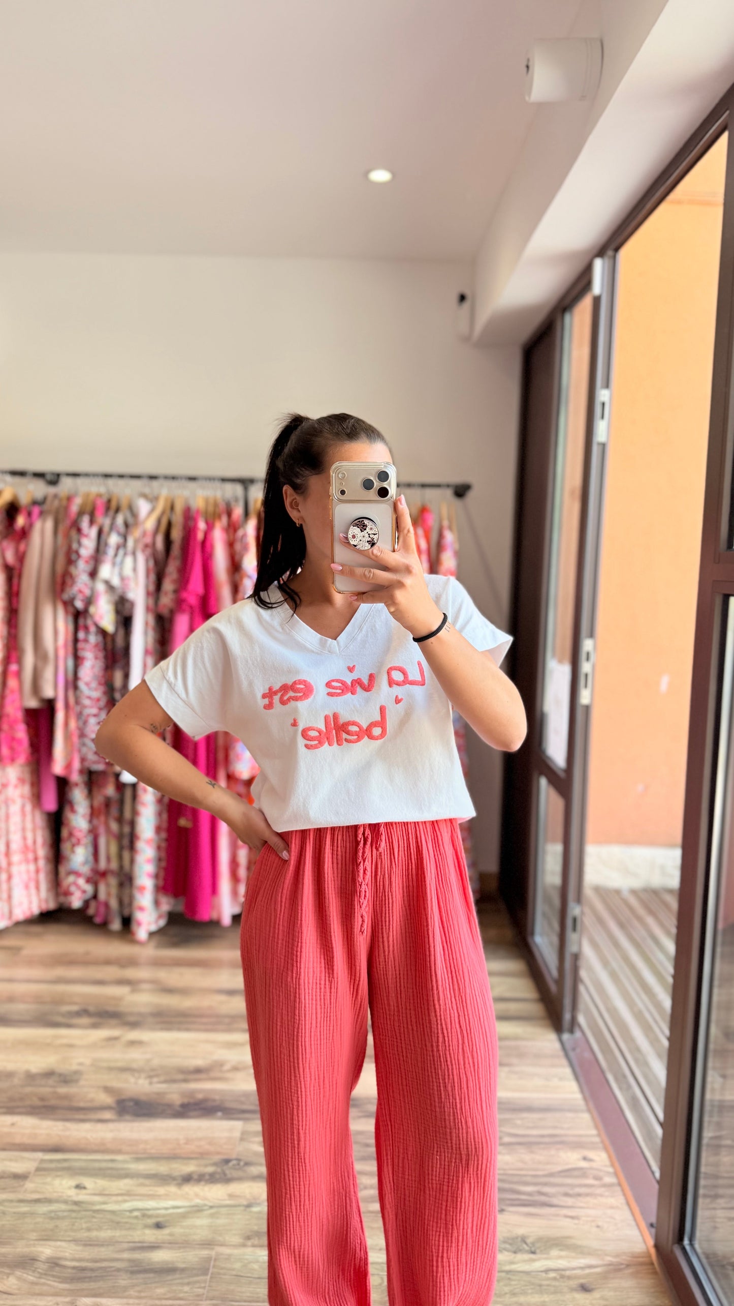Camiseta la vie est belle coral CURVY
