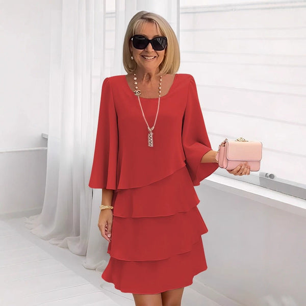 Maria – Elegante vestido midi con volantes