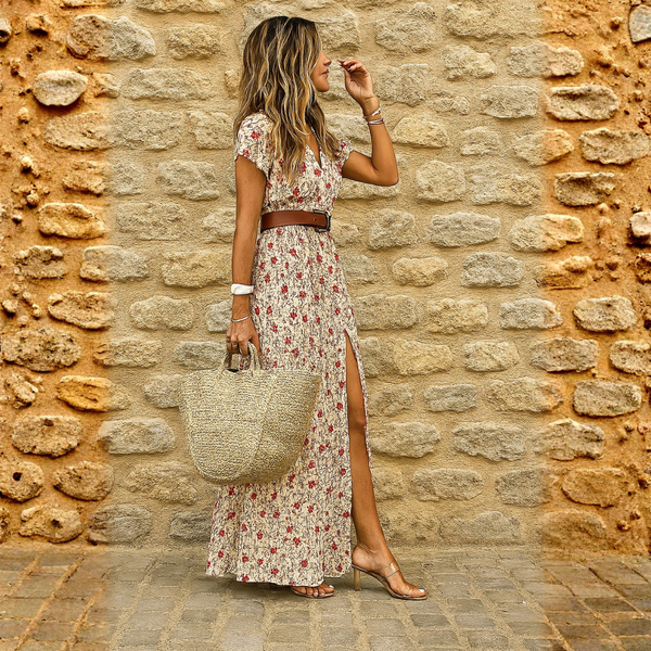 Joselin™ – Vestido largo bohemio y vaporoso con cinturón