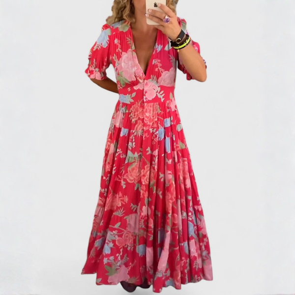 Miriam – Vestido floral con cuello en V