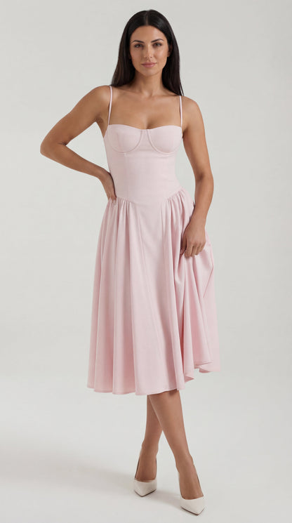 Vestido midi con corsé Odette
