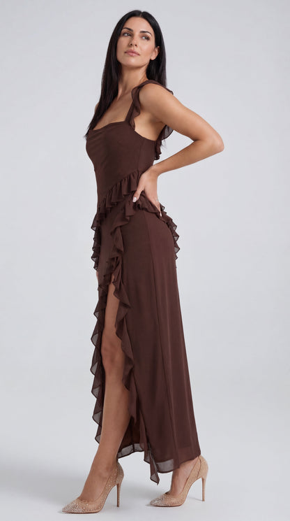 Vestido largo de Susan con volantes