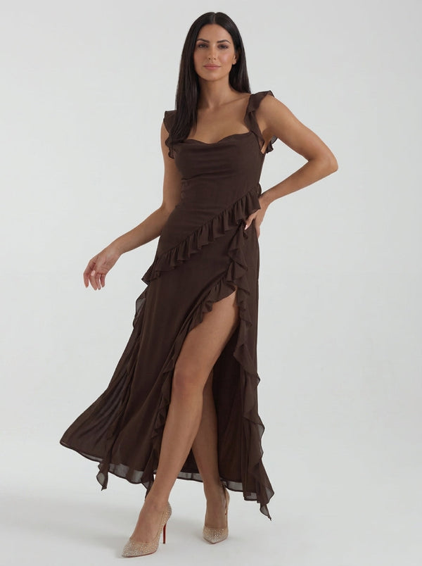 Vestido largo de Susan con volantes