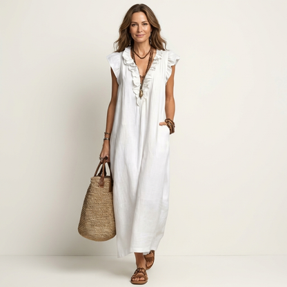 Josette | Vestido elegante con volantes y escote en V
