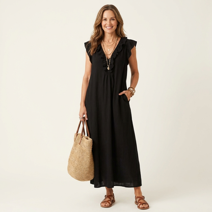 Josette | Vestido elegante con volantes y escote en V