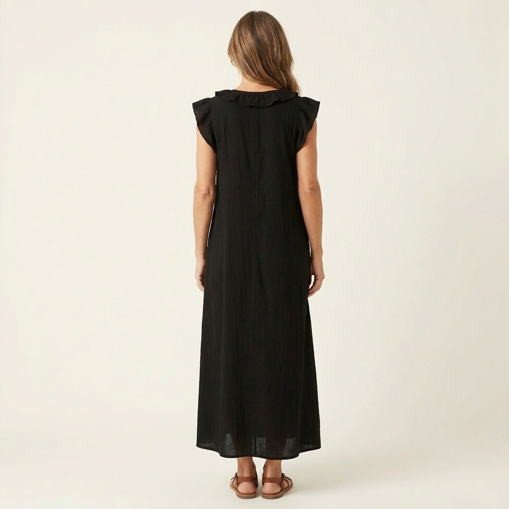Josette | Vestido elegante con volantes y escote en V