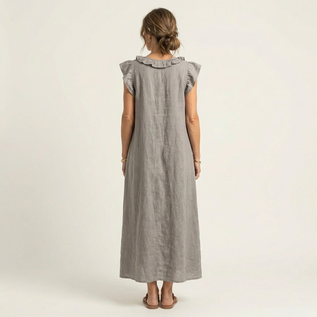 Josette | Vestido elegante con volantes y escote en V